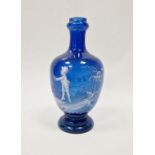 19th century Mary Gregory blue glass vase of baluster form, 22cm high