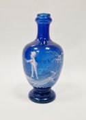 19th century Mary Gregory blue glass vase of baluster form, 22cm high