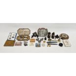 Two barometers, a cased manicure set, a small quantity of coins, fountain pens and other