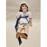 Gerbruder Knoch bisque head doll, marked to reverse 29 Gbr 165K 7 Germany, sleeping brown eyes, open