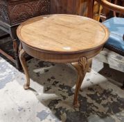 Waring & Gillows mahogany circular occasional table on cabriole supports