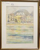 Unattributed Watercolour drawing Continental scene, possibly the South of France or Greece Norman