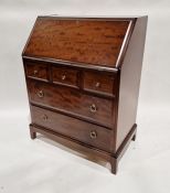 Reproduction mahogany bureau with fall front, three small drawers above two long drawers, 75cm wide