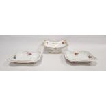 Early 19th century Derby porcelain painted comport, 29cm wide, and two shaped rectangular