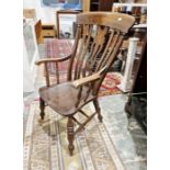 20th century mahogany open arm kitchen chair