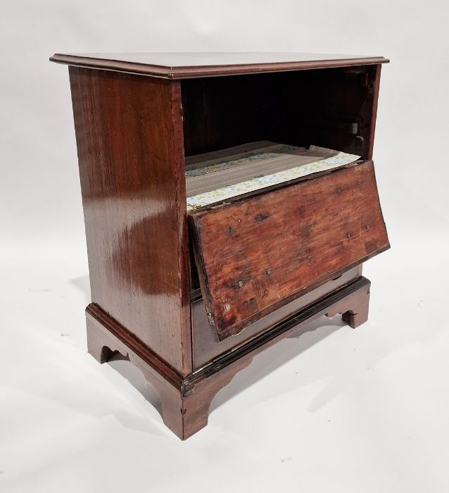 Mahogany cupboard with two hinged doors (four dummy drawers), brass swan neck handles 74 x 65 cms - Image 2 of 2