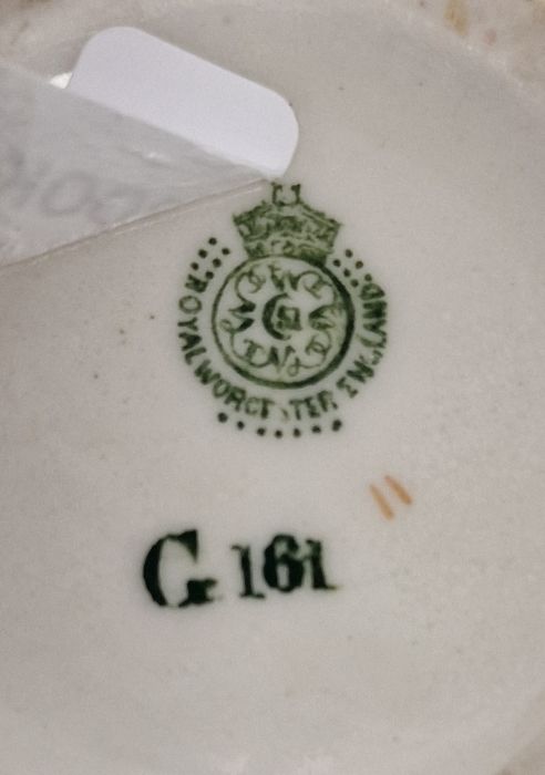 Royal Worcester blush ivory ground globular posy vase, shape no.G161, printed and painted with a - Image 2 of 3