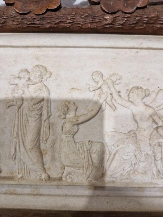 Late 19th century Continental white biscuit porcelain rectangular plaque, moulded with classical - Image 6 of 17