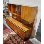 McIntosh teak wall unit with bark-effect drawer and edging, 80cm wide
