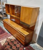 McIntosh teak wall unit with bark-effect drawer and edging, 80cm wide