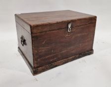19th century mahogany travelling chest with lift-up lid, with compartments and pair of handles, 38