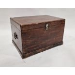 19th century mahogany travelling chest with lift-up lid, with compartments and pair of handles, 38