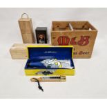M&B (Michell & Butlers Ltd, Birmingham) cardboard covered crate, a wooden wine box, a Bollinger box,