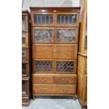 19th century mahogany and leaded glass four-tier stacking bookcase with two short and one long
