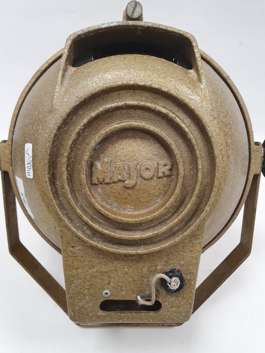Mid-century Major theatre light in golden-coloured metal body - Image 2 of 6