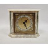 Small white marble cased mantel clock by "Elliot" with plaque "Presented to CDR J. C. Varley by