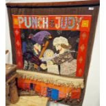 Punch and Judy applique and embroidered wall hanging, 84cm x 96cm and a puppet 'cut out' pattern