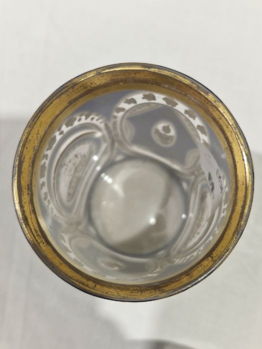 Pair of Bohemian overlay blue and gilt glass beakers on stands, with Arabic script Condition - Image 3 of 30