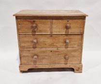 Pine chest of two short and two long drawers, on bracket feet, 78 h. x 81cm wide x 43 cmsCondition