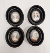 Four Continental porcelain Berlin style oval portrait plaques, each printed and painted with an 18th