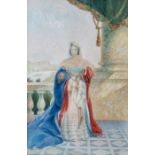 Unattributed watercolour drawing 'Queen Victoria' and 'Prince Albert' (c.1840's) 15 x 10cm (2)