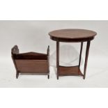Oval mahogany and satinwood banded occasional table and a mahogany magazine rack (2)