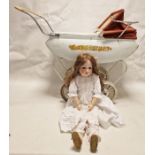 Armand Marseille 390 bisque headed child doll, A11M, brown sleeping eyes, open mouth with teeth