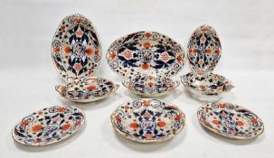 Staffordshire ironstone Imari pattern part dinner service, circa 1830, impressed F & M marks,