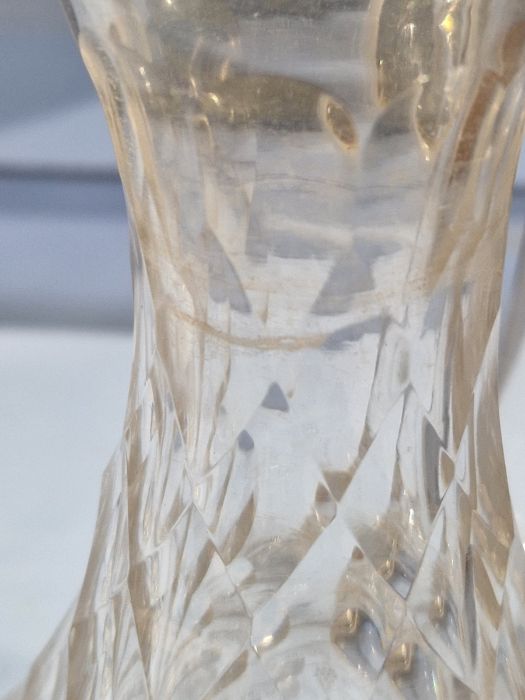 19th century cut glass decanter of hexagonal form, a further 19th century cut glass decanter of - Image 8 of 14