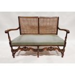 Two-seater  cane backed settee , 114 cms w.  and pair of similar chairs (3)