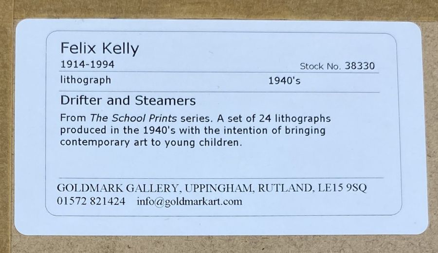 After Felix Kelly (1914-1994) Lithograph "Drifter and Steamers', signed and dated lower right, - Image 4 of 5