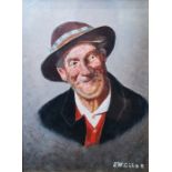 J. W. Giles  Oil on board Portrait study of a jovial elderly gentleman signed lower right, framed