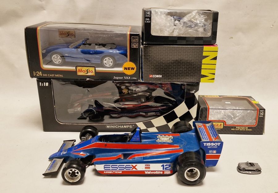 Burago scale model racing car, Minichamps scale model Maclaren racing car, boxed, Maisto scale model