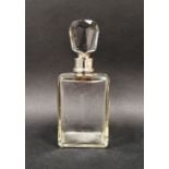 20th century silver collared glass decanter of square, shouldered form,  date 1910, Birmingham