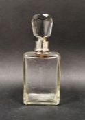 20th century silver collared glass decanter of square, shouldered form,  date 1910, Birmingham