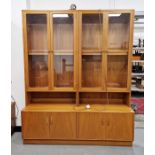 G-Plan wall unit with pair of glass cupboards, shelves above cupboard doors, 60cm wide