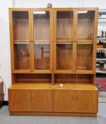 G-Plan wall unit with pair of glass cupboards, shelves above cupboard doors, 60cm wide