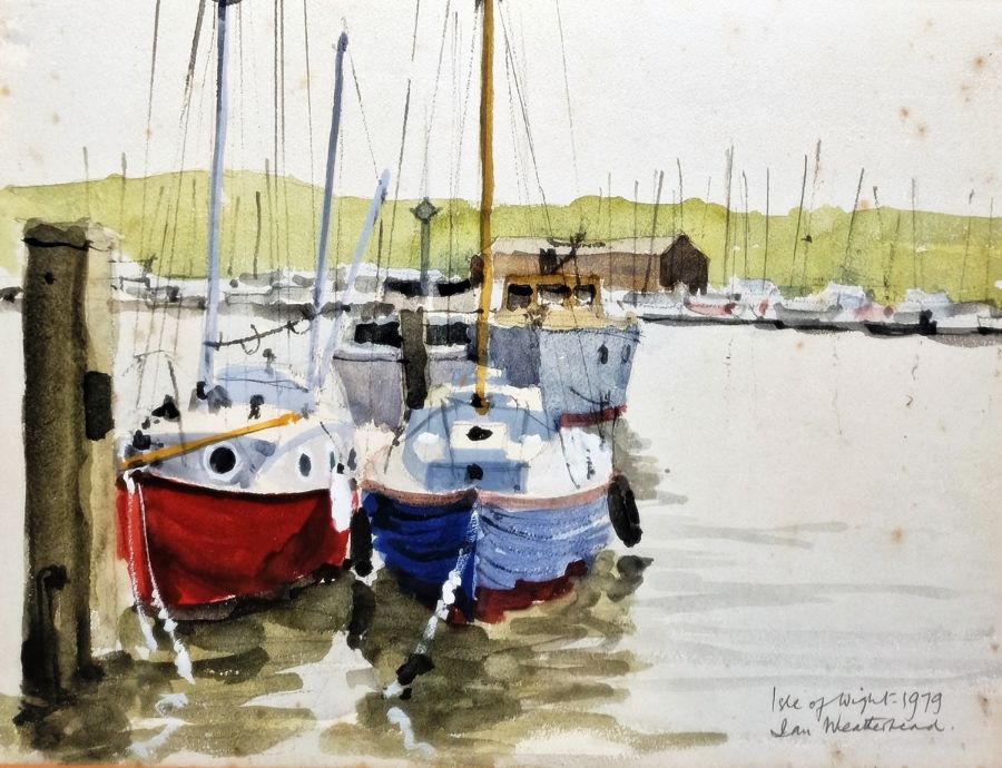 Ian Weatherhead (b.1932) Watercolour 'Boats, Isle of Wight' signed, titled and dated 1979 lower