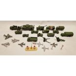 Dinky Supertoys Centurion tank, no.651, Dinky tank transporter and a quantity of Dinky military