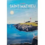 Travel / tourist poster 'La Pointe Saint Mathieu, Finisterre' 68 x 49cm. framed and glazed