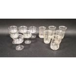 Set of six early 20th century wine glasses with swirl bowls, a set of six early 20th century James