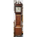 Mid 19th century 30-hour longcase clock by William Spry of Hay-on-Wye, in oak case, the swan neck