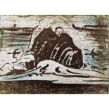 After Bernard Leach (1887 - 1979) Lithographic print 'Cornish Coast Tile' artist's proof, signed