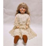 Schoenau & Hoffmeister 1909 6 bisque headed doll, sleeping blue eyes, open mouth, 61cm
