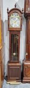 Late 20th century grandmother clock with broken arch dial and glazed door to trunk, 177cm