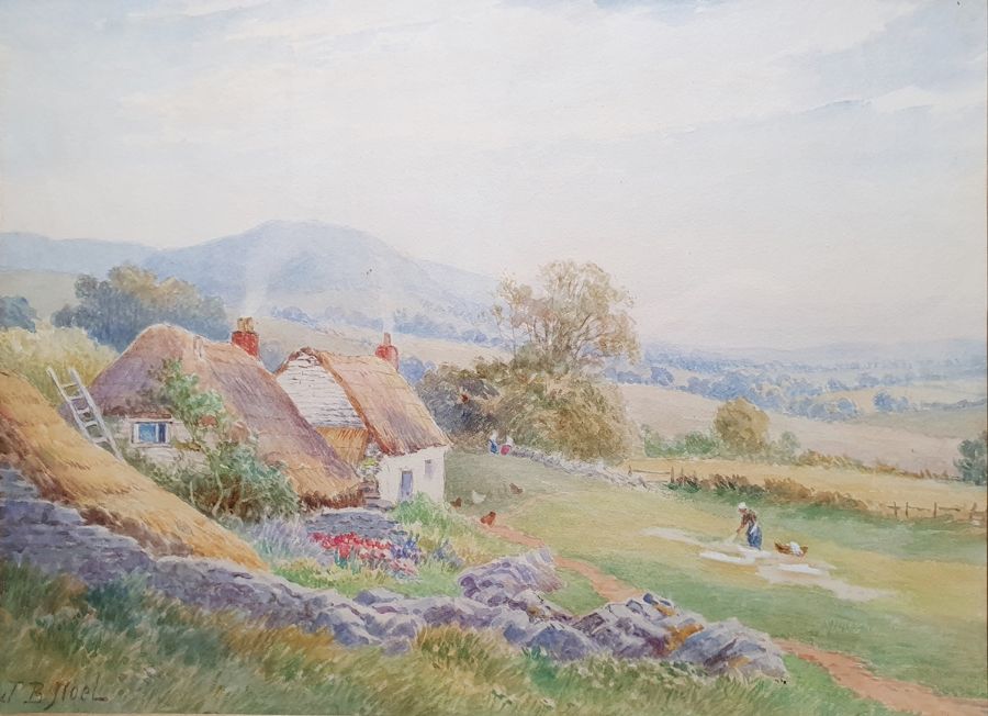 John Bates Noel (1870-1927) Watercolour  "A Sunny Morning on the Welsh Border", signed lower left,