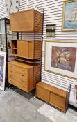 Swedish string wall hanging shelving unit comprising of cupboards and chest of four drawers