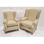 ' Next' pale yellow upholstered two-seater sofa and two matching armchairs (3)