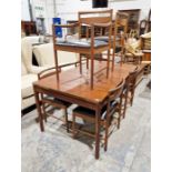 Set of six McIntosh of Kirkcaldy teak dining chairs viz:- four singles and two carvers, with black