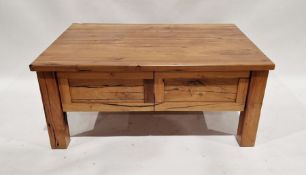 Hardwood coffee table with two drawers 48  x 109 x76 cms